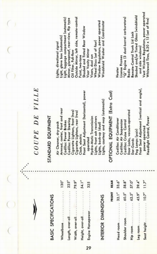 1960 Cadillac Salesmans Data Book Page 113